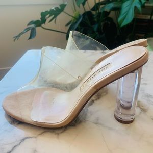 ❗️Zara Clear Mules Lucite Style Heels in Cream. Size 38❗️
